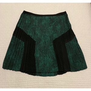 NWT Dark Green and Black Pleated Midi Skirt